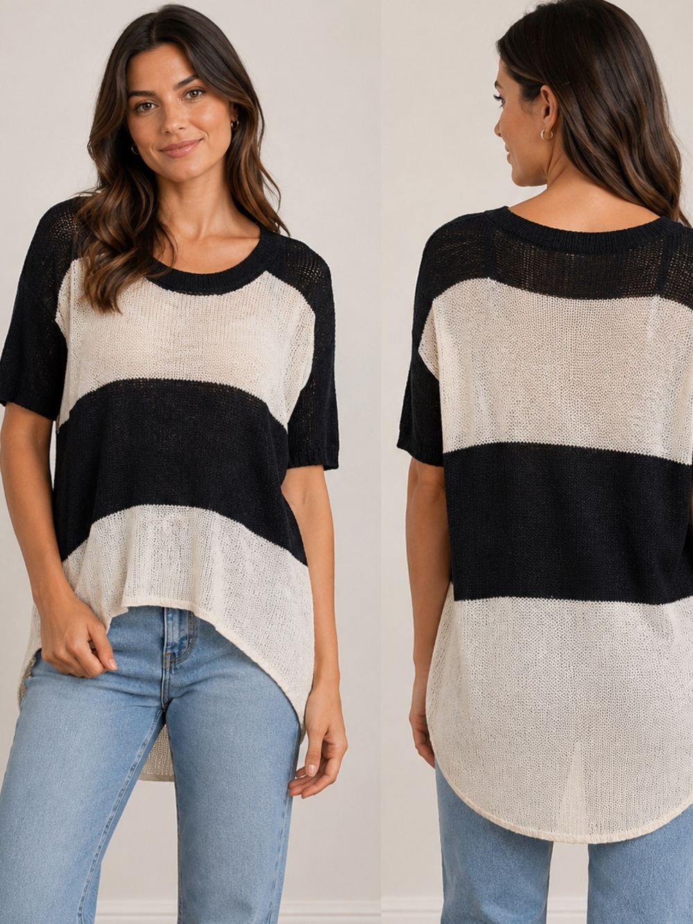 Banana Republic Black and White High Low Sweater